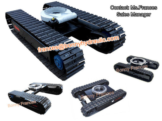 Rubber and steel tracked crawler with slewing bearing