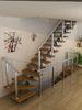 Carbon Steel Straight Staircases with Solid Wood Stair Steps