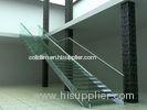 Stainless Steel Glass Straight Staircases , Hot Deep Galvanization