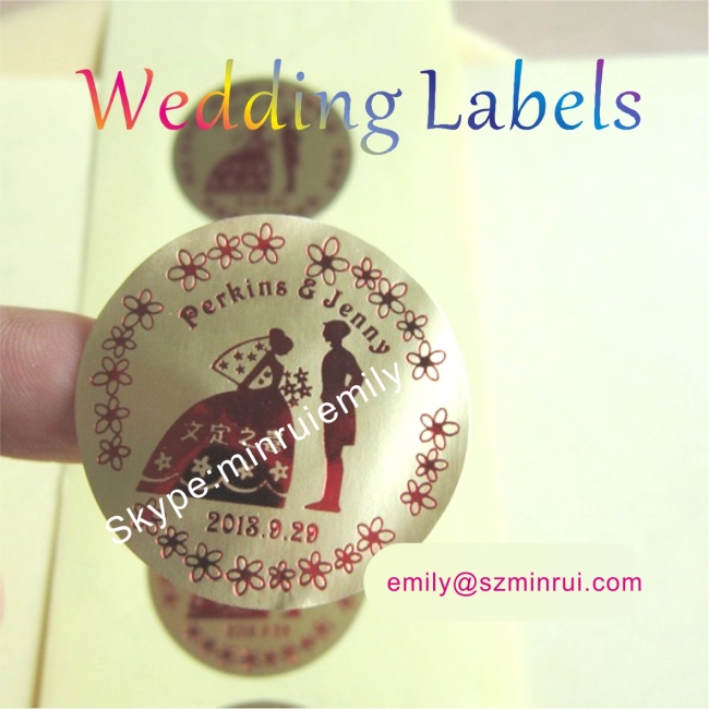 Custom Round Transparent Labels Stamped With Red,Gold,Silver,Clear Labels Embossed With Golden,Round Clear Stickers