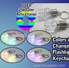 Plastic 1 LED and 256 colors Auto change keychain flashlight