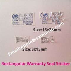 Customized One Color Printing Logo and Warranty Date Sticker,Small Square Destructible Vinyl Warranty Label Stickers