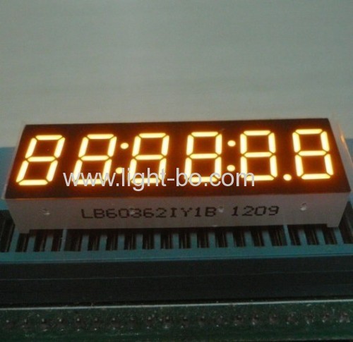 Ultra white 0.36 inch 6-digit 7 segment led clock display for instrument panel