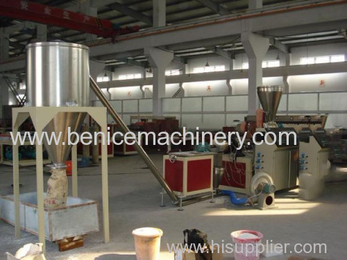 Plastic granulator in pvc extruder