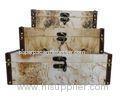 Eco-Friendly Canvas / Wooden Storage Boxes For Sundries / Cosmetics With Flower Design