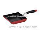 Red 22cm Nonstick Square Frying Pan With Black Ceramic Coating