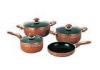 Red Marble Coating Stamped Nonstick Ceramic Cookware Set 7 Piece