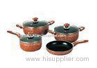 Red Marble Coating Stamped Nonstick Ceramic Cookware Set 7 Piece