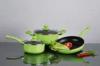 Green 5Pcs Aluminum Nonstick Cookware Set With Ceramic Coating