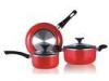 Red Coating 5 Pcs Stamped Nonstick Cookware Set With Glass Lid