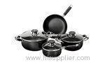 7Pcs Black Aluminum Nonstick Cookware Set With Silicon Handle