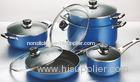 Blue 10pcs Ceramic Coating Nonstick Cookware Set With SS Handle