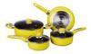 Yellow 7pcs Stamped Nonstick Cookware Set With Induction Bottom