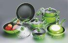 Custom Aluminum 13pcs Nonstick Cookware Set With Green Painting