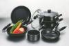 Black 9pcs Nonstick Coating Cookware Set With Silicon Handle
