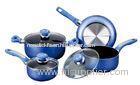 Blue Aluminum Alloy Nonstick Cookware Set , Double Bottom Steel