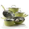 10 Pcs Green Aluminum Forged Non Stick Pan Set Kitchen Ware