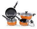Orange 7 Pcs Nonstick Pan Set Stamped , Aluminum Cookware Sets