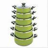 Green 5pcs Aluminum Stamped Non Stick Sauce Pot Set , Milk Pots