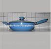 Blue 28cm Nonstick Induction Cookware Wok Pan With Lid