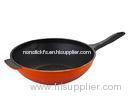 Red 30cm Aluminum Non Stick Wok Pan With One Ear Handle