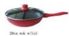 28cm Pink Induction Non Stick Wok With Glass Lid , Silicon Handle