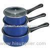 Blue Powder Coating Non Stick Milk Pan Set , Induction Bottom 14 - 24cm