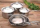 Stamped 3 Layers Stainless Steel Cooking Pans , Brushed Interior