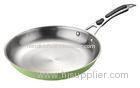 Green 24CM Stainless Steel Frying Pan Cookware , Ceramic Coating