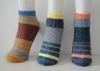 Multi-color Hand Cotton Wool Socks , Stripe Girls Short Ankle Socks For Winter
