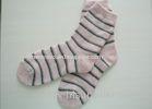 Spring Soft Thin Striped Wool Socks , Short Warm Walk Socks For Ladies