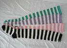 Customized Colorful Cotton Stripe Knee High Tube Socks / Stockings For Women