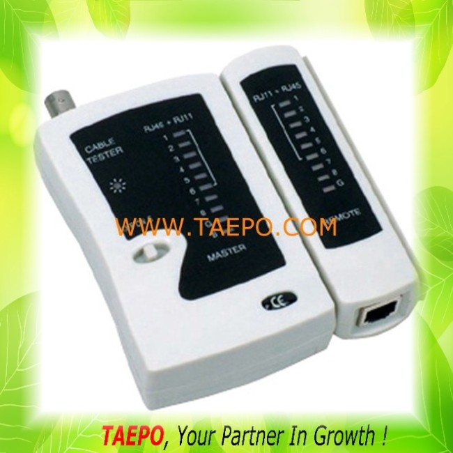 Cable tester for RJ11, RJ12, RJ45 and BNC