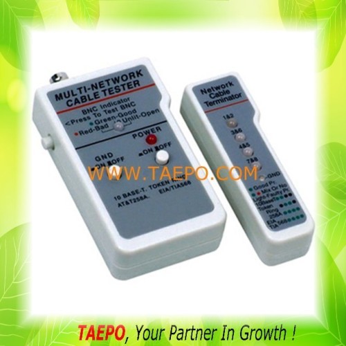 Cable tester for RJ11, RJ12, RJ45 and BNC