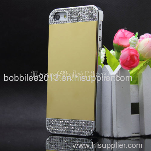New Design Mirror With Metal Crystal Diamond Case For iPhone 5/5S