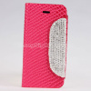 Diamond Button Snake Texture Wallet Style Golden Electroplate Flip Leather Case for iPhone5/5S