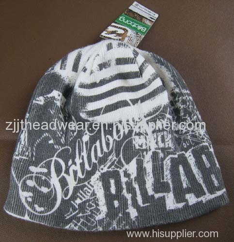 Winter adult full print knitted hat