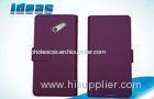 Purple Huawei Ascend P6 Mobile Phone Leather Case Wallet , Anti scratch