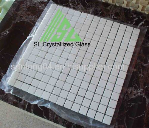 white crystallized glass, super thassos glass 2x2 cm mosaic