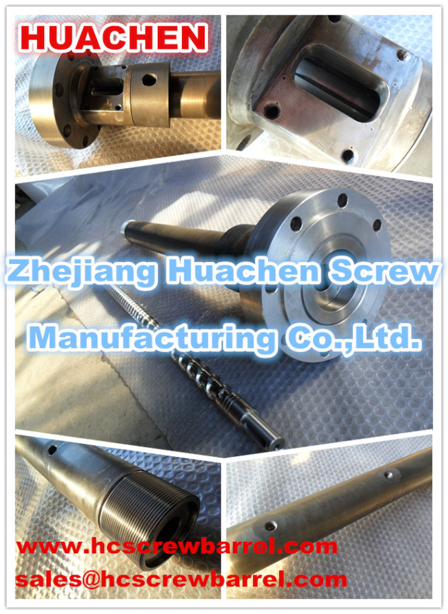 Screw and barrel for extruder