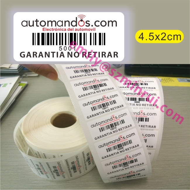 Security Barcode Labels,Tamper Evident Barcode Asset Labels,Destructible Bar Code Stickers for Assets Warranty Purpose