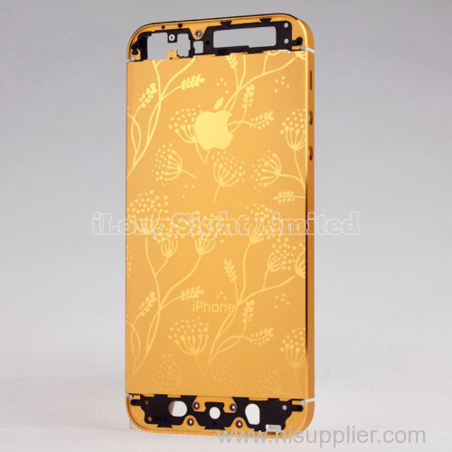 Gold back cover with decorative pattern replacement for iphone 5s