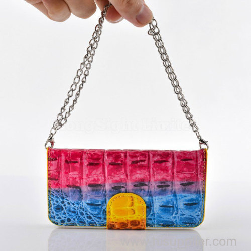 Multi-Color rainbow Crocodile Skin Handbag Leather Case For iPhone 5/5s