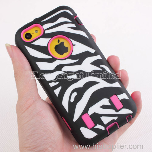 Zebra-Stripe Pattern Silicone+PC Case For iPhone 5C