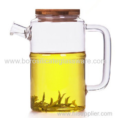 Creative Bamboo Type Borosilicate Glass Teapot For Rooibos Teas