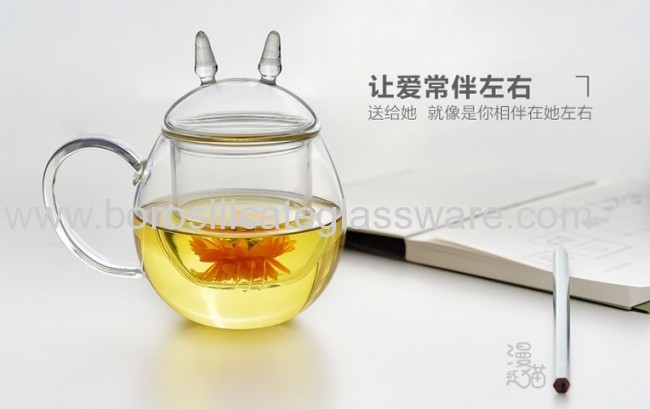Cat Type Hand Blown Glass Tea Cup
