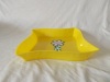 square yellow plastic dish plates