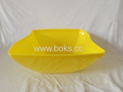 big square yellow plastic dish plates