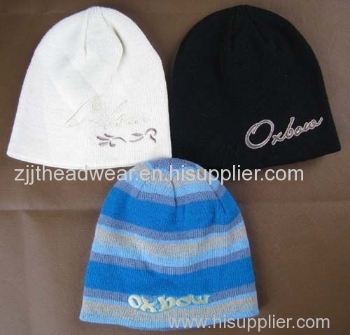 100% acrylic 3 color can choose knitted hat