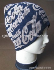 100% cotton 4 darts knitted beanie with full printing